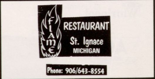 Mackinaw Pastie & Cookie Co (Flame Restaurant) - Old Yearbook Ad (newer photo)